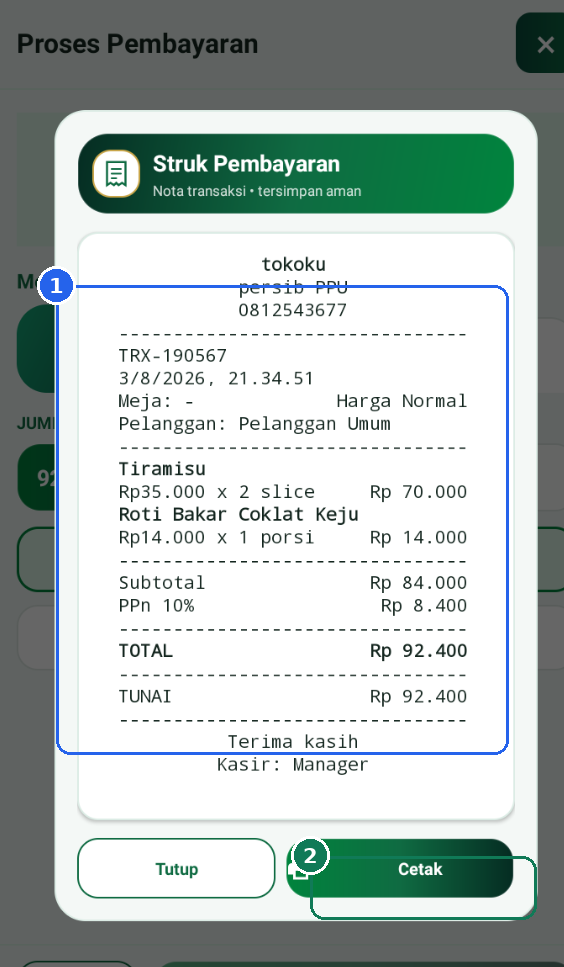 Tangkapan layar StrukPOS